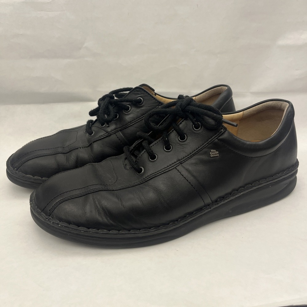Finn Comfort Dijon men Lace Up Soft Footbed Black Leather Shoes size Men's US 12